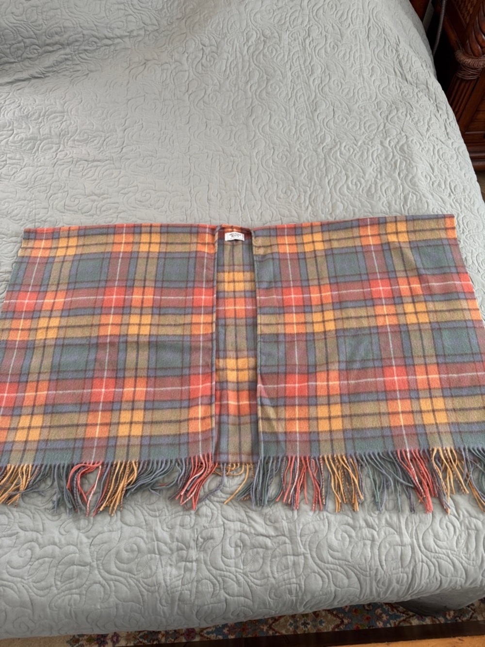 Plaid Fringe 100% Wool Poncho by James Pringle Weavers Made in Scotland